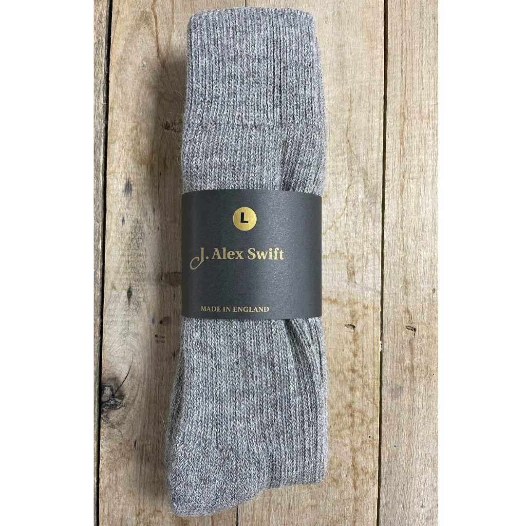 J Alex Swift Alpaca Walking Socks Grey - Natural Alpaca Fiber