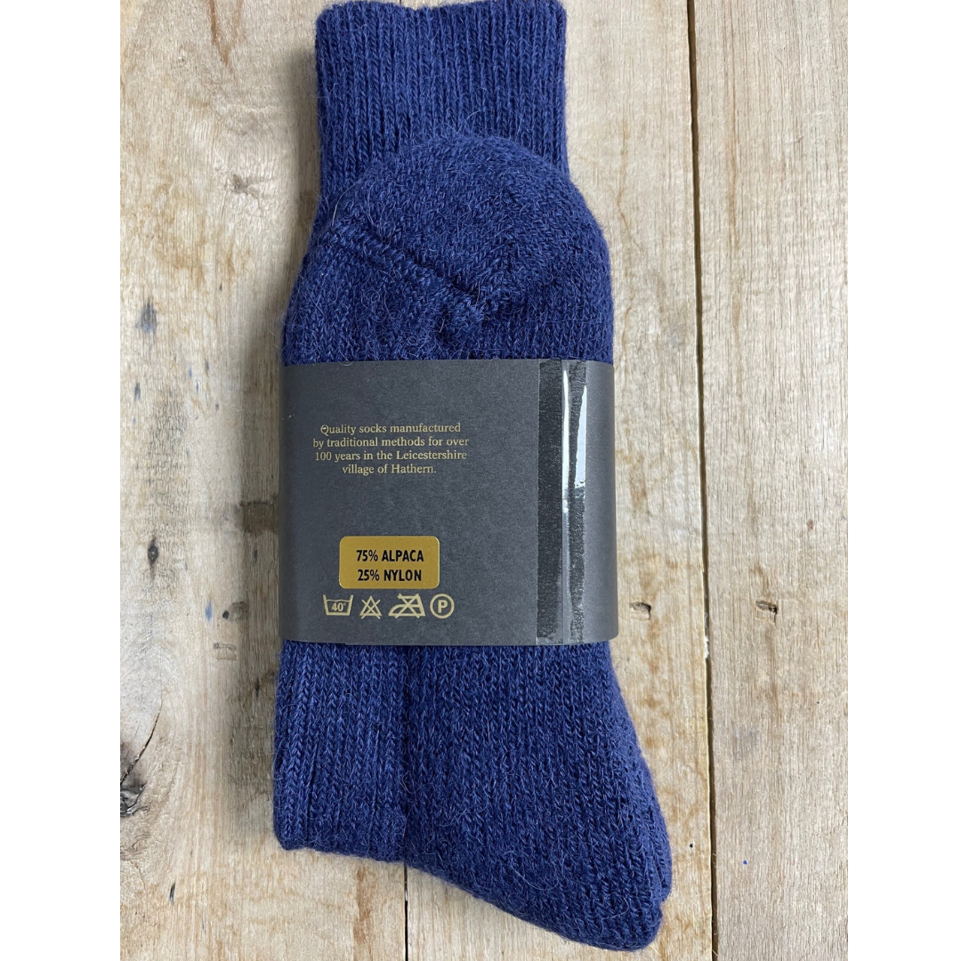 J Alex Swift Alpaca Walking Socks Navy Blue Detail - Outdoor Performance