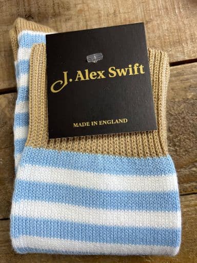 J Alex Swift Cotton Striped Socks Camel Harebell Pearl - Classic Men's Fashion
