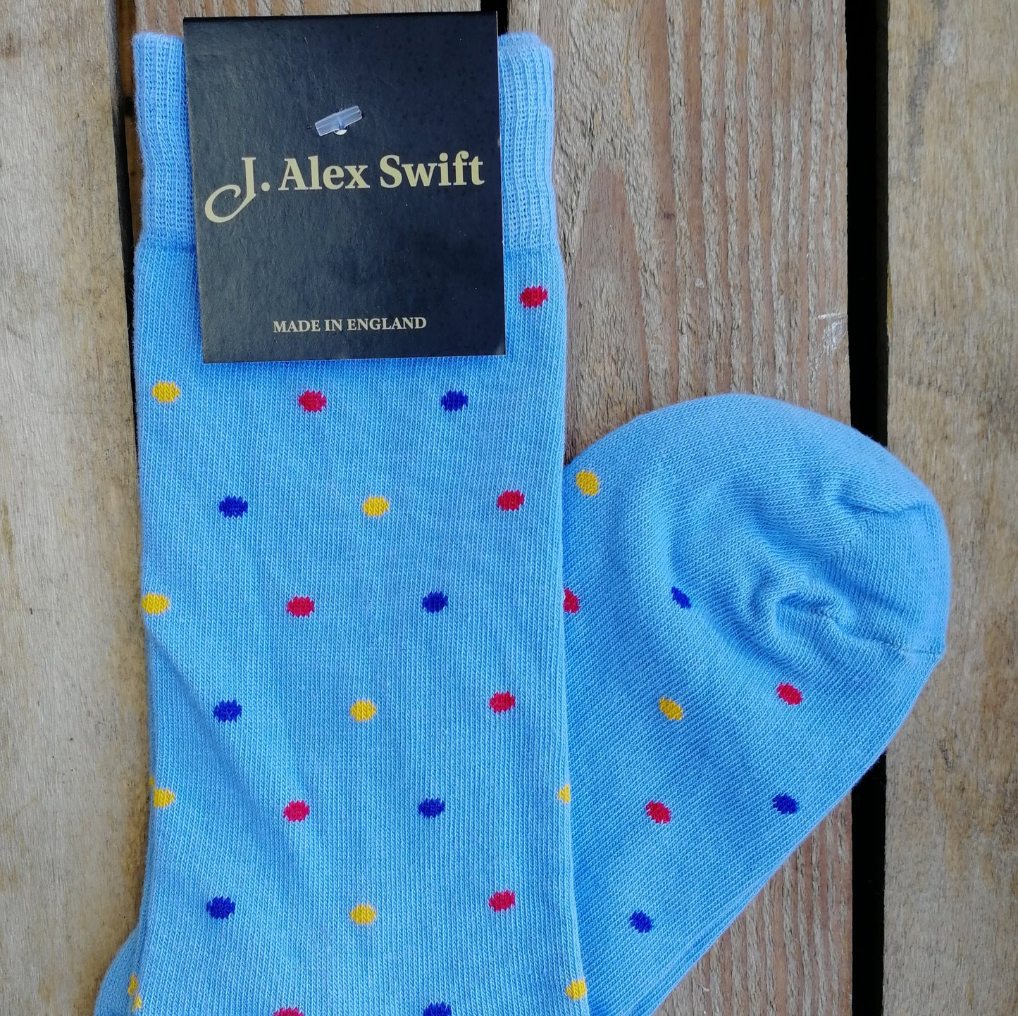 J Alex Swift Cotton Polka Dot Socks Pale Blue - Comfortable Cotton Blend