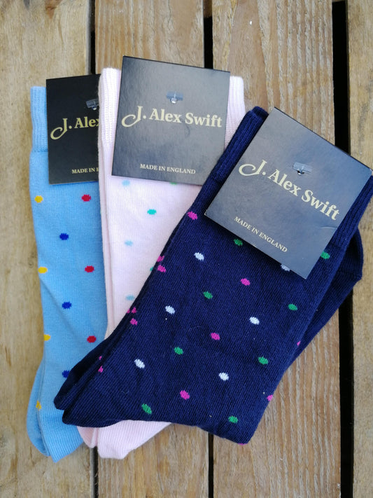 J Alex Swift Cotton Polka Dot Socks Ladies - British Made Fashion Socks