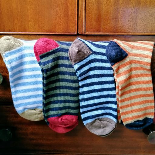 J Alex Swift Men's Cotton Striped Socks - British Made Fashion Socks