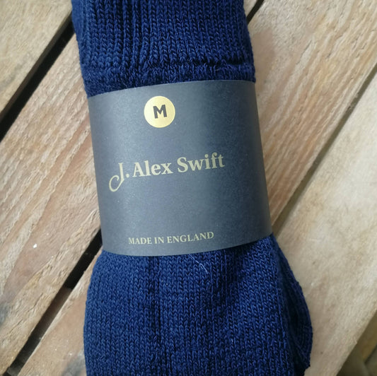 J Alex Swift Wool Terry Fishing Socks Blue - British Made Boot Socks