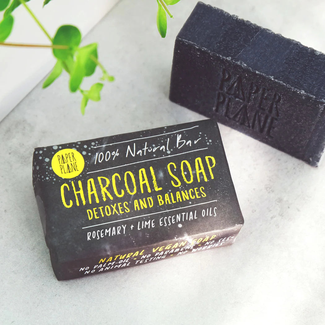 Paper Plane Charcoal Soap Detox Bar - Natural Activated Charcoal