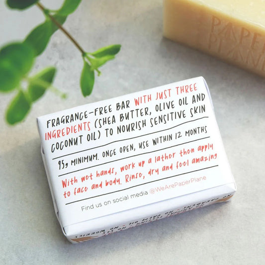 Paper Plane Sensitive Skin Soap Bar - Natural Shea Butter