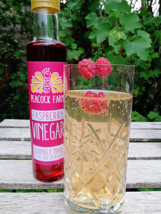 Raspberry Vinegar with Sparkling Water - Refreshing Summer Drink
